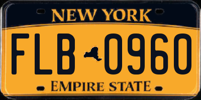NY license plate FLB0960