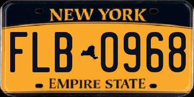 NY license plate FLB0968