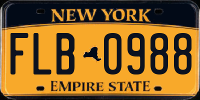NY license plate FLB0988