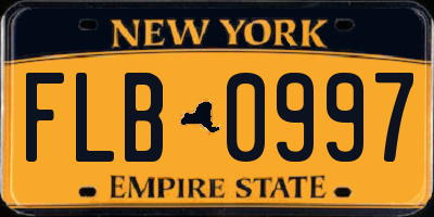 NY license plate FLB0997