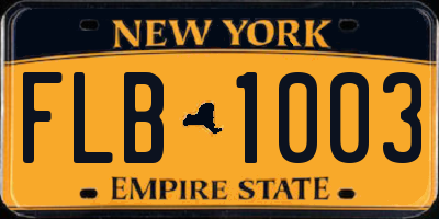 NY license plate FLB1003