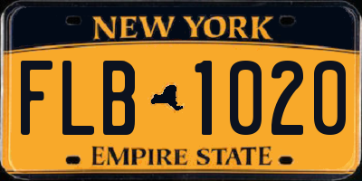 NY license plate FLB1020