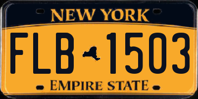 NY license plate FLB1503