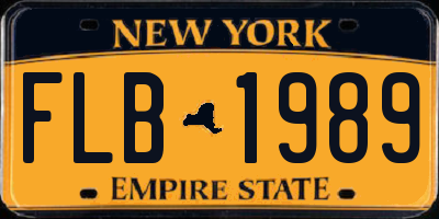 NY license plate FLB1989