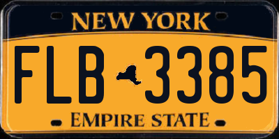NY license plate FLB3385