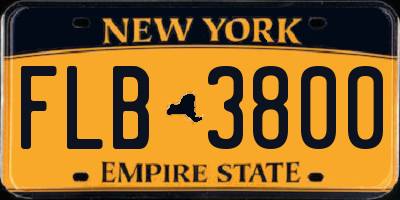 NY license plate FLB3800