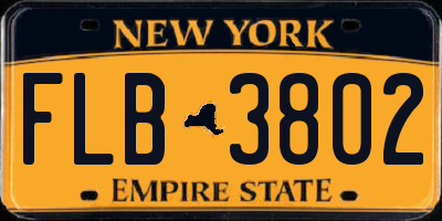 NY license plate FLB3802