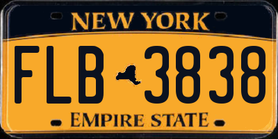 NY license plate FLB3838