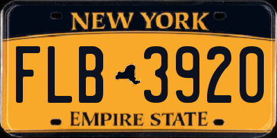 NY license plate FLB3920