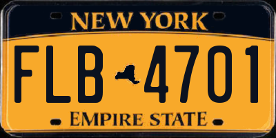 NY license plate FLB4701