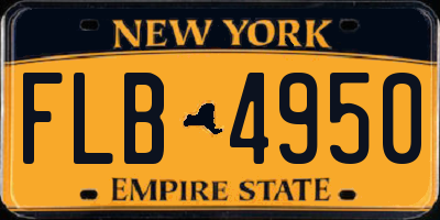 NY license plate FLB4950
