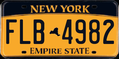 NY license plate FLB4982