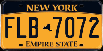 NY license plate FLB7072