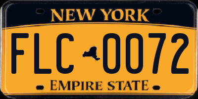 NY license plate FLC0072