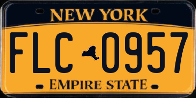 NY license plate FLC0957