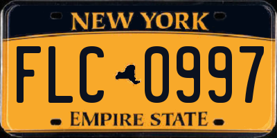 NY license plate FLC0997