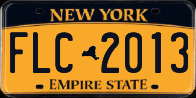 NY license plate FLC2013