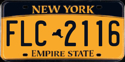 NY license plate FLC2116