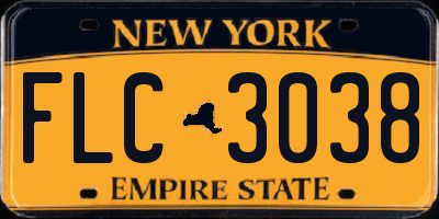 NY license plate FLC3038