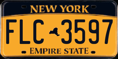 NY license plate FLC3597