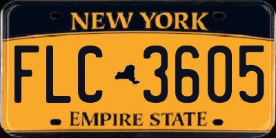 NY license plate FLC3605
