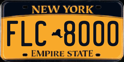 NY license plate FLC8000
