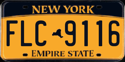 NY license plate FLC9116