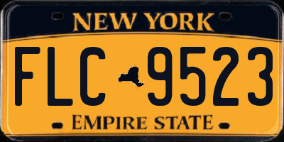 NY license plate FLC9523