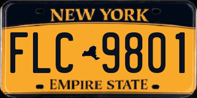 NY license plate FLC9801
