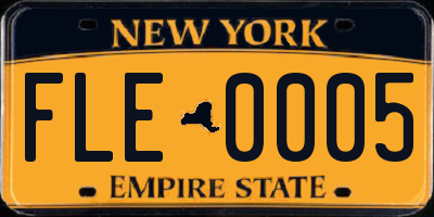 NY license plate FLE0005