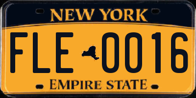 NY license plate FLE0016