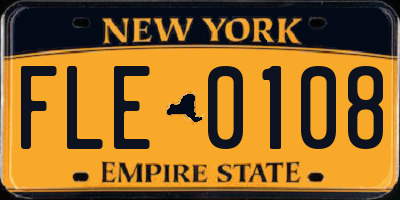 NY license plate FLE0108