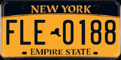 NY license plate FLE0188