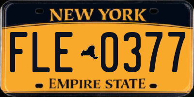 NY license plate FLE0377