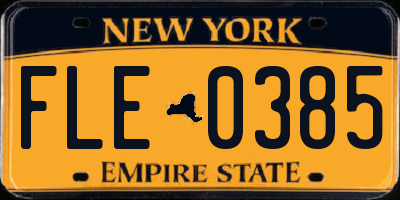 NY license plate FLE0385
