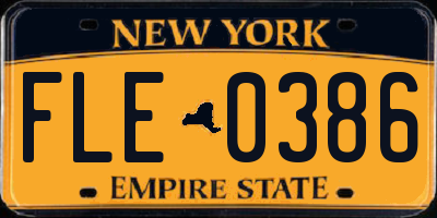 NY license plate FLE0386