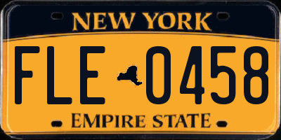 NY license plate FLE0458