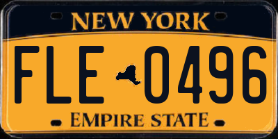 NY license plate FLE0496