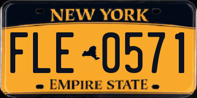 NY license plate FLE0571