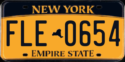 NY license plate FLE0654