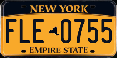 NY license plate FLE0755