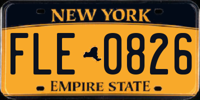 NY license plate FLE0826