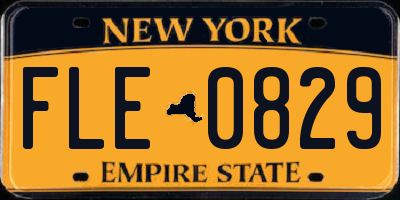NY license plate FLE0829
