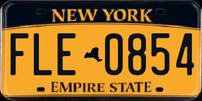NY license plate FLE0854