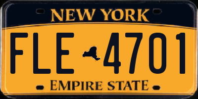 NY license plate FLE4701