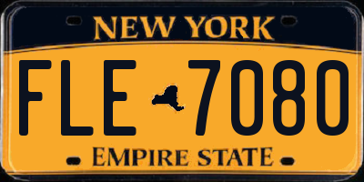 NY license plate FLE7080