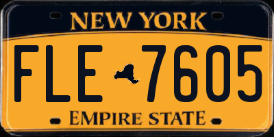 NY license plate FLE7605