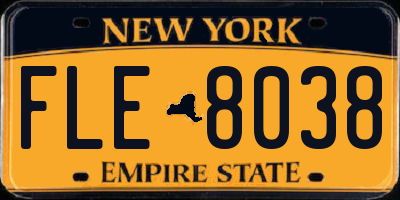 NY license plate FLE8038