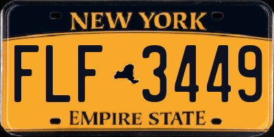 NY license plate FLF3449