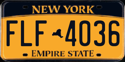 NY license plate FLF4036